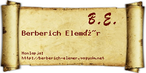 Berberich Elemér névjegykártya